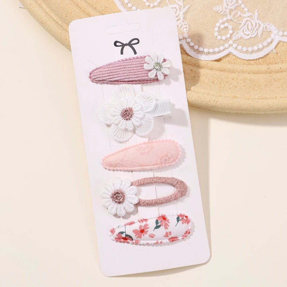 5Pcs Daisy Print BB Hair Clips for Girls – Sweet Style Hair Accessories Set