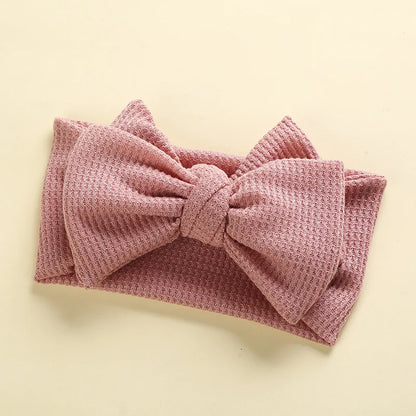 Waffle Knit Baby Headband – Newborn Big Bow Hair Accessory for Girls