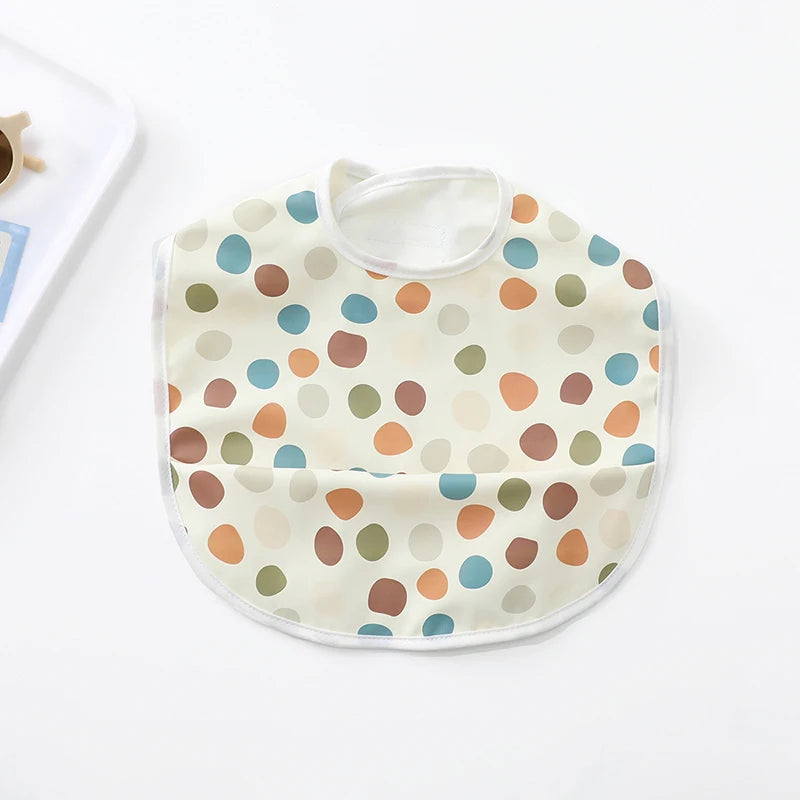 Waterproof Cartoon Baby Bib with Pocket – PU Feeding Apron for Toddlers