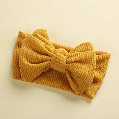 Waffle Knit Baby Headband – Newborn Big Bow Hair Accessory for Girls