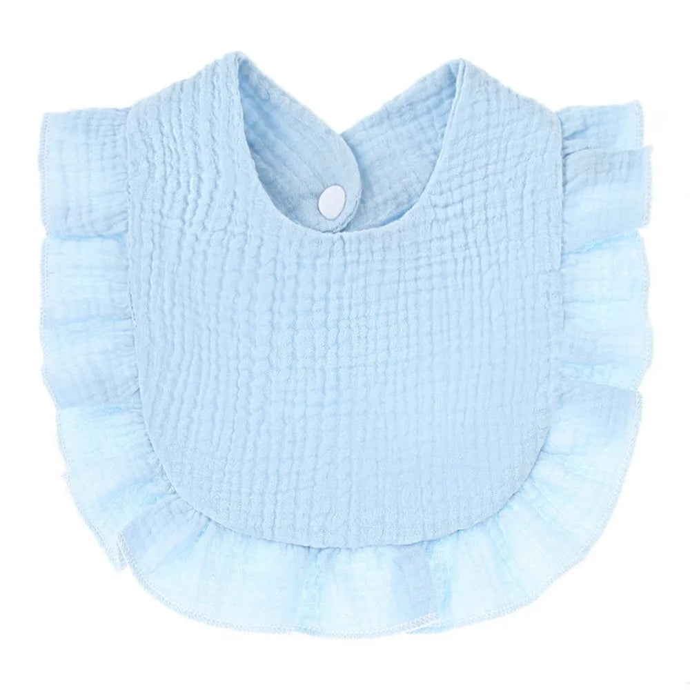 Soft Cotton Bib for Babies – Ruffle Trim Feeding & Drool Bib