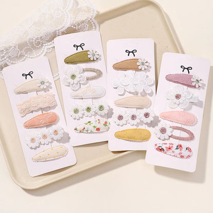 5Pcs Daisy Print BB Hair Clips for Girls – Sweet Style Hair Accessories Set