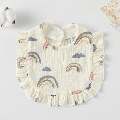 Soft Cotton Bib for Babies – Ruffle Trim Feeding & Drool Bib