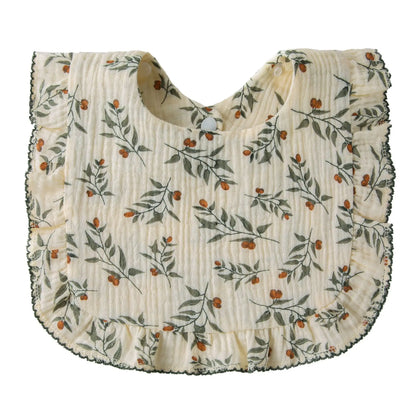 Lightweight Floral Baby Bib – Soft Cotton Gauze & Towel, Dual-Use Burp Cloth