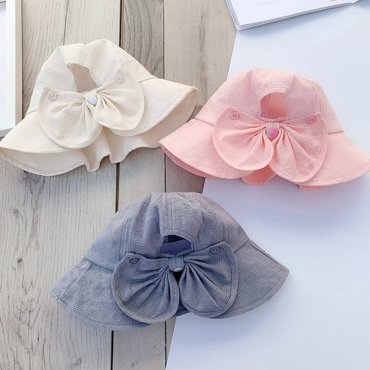 Princess Baby Girl Bucket Hat – Cotton Sun Hat with Big Bow