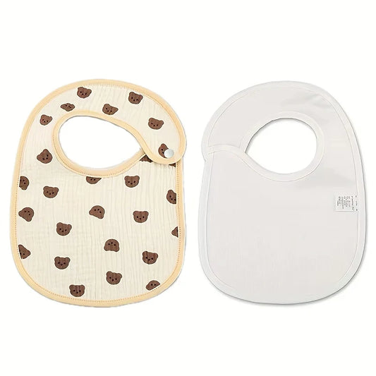 2-Pack Cotton Gauze Baby Bibs – Soft & Waterproof Burp Cloths
