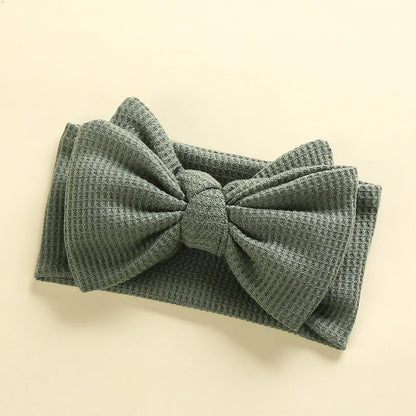 Waffle Knit Baby Headband – Newborn Big Bow Hair Accessory for Girls