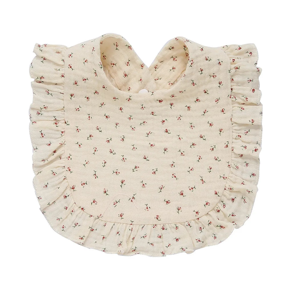 Soft Cotton Bib for Babies – Ruffle Trim Feeding & Drool Bib