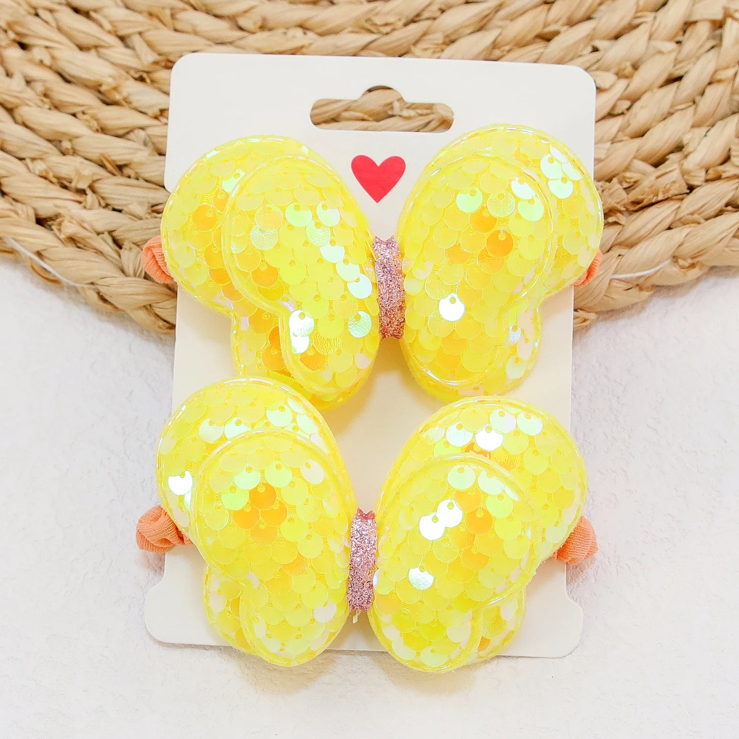2Pcs Girls Butterfly Bow Hair Ties – Elastic Ponytail Holders