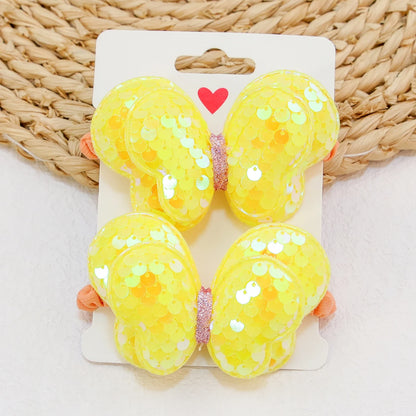 2Pcs Girls Butterfly Bow Hair Ties – Elastic Ponytail Holders