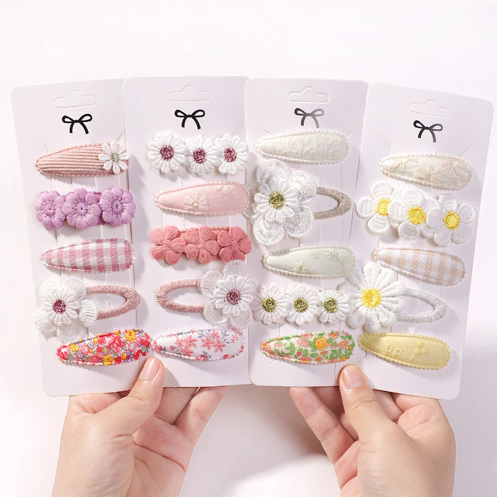 5Pcs Daisy Print BB Hair Clips for Girls – Sweet Style Hair Accessories Set