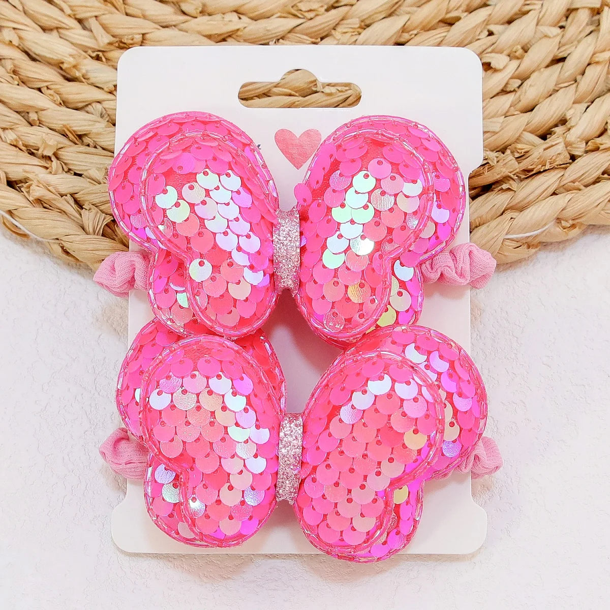 2Pcs Girls Butterfly Bow Hair Ties – Elastic Ponytail Holders
