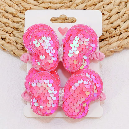 2Pcs Girls Butterfly Bow Hair Ties – Elastic Ponytail Holders