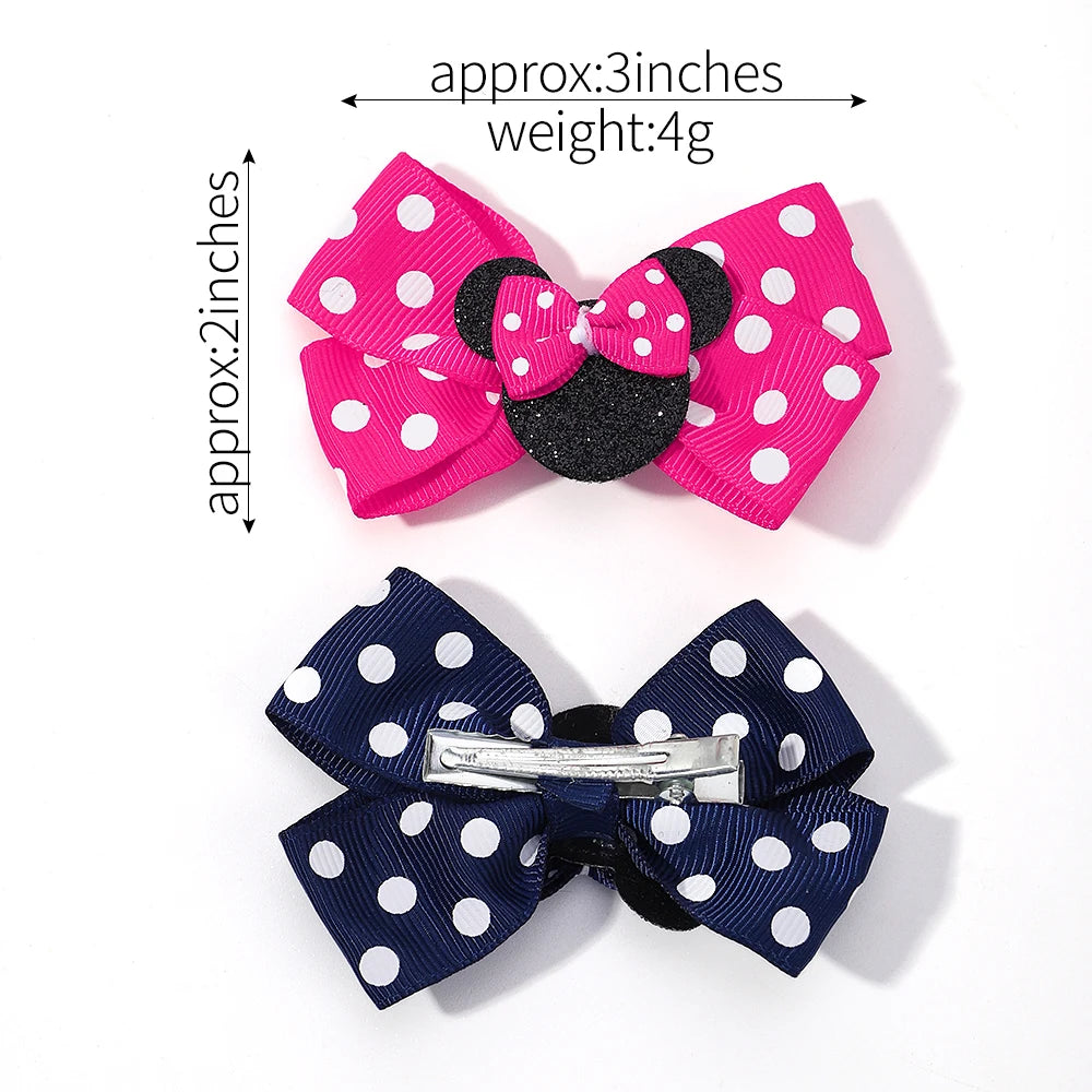 2Pcs Polka Dot Bow Hair Clips for Girls – Cute Cartoon Hairpins