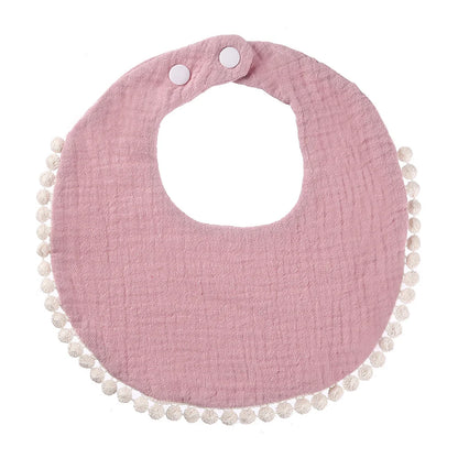 Solid Cotton Gauze Baby Bib – Soft Tassel Bandana Burp Cloth
