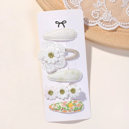 5Pcs Daisy Print BB Hair Clips for Girls – Sweet Style Hair Accessories Set