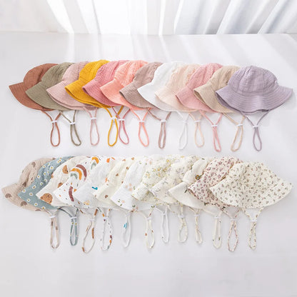 Floral Print Baby Bucket Hat – Soft Cotton Sun Cap