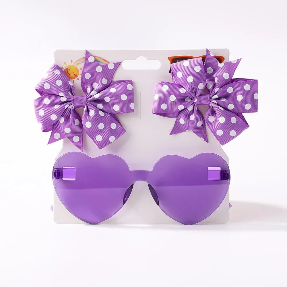 Sparkling Butterfly Hair Clip & Love Glasses Set – Fashion Kids Hair Accessories