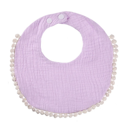 Solid Cotton Gauze Baby Bib – Soft Tassel Bandana Burp Cloth
