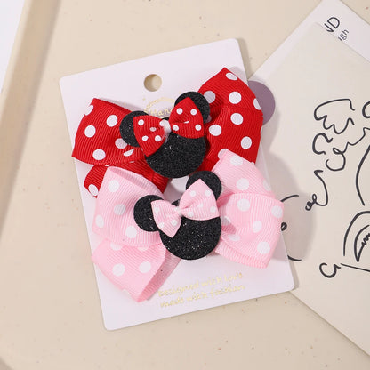 2Pcs Polka Dot Bow Hair Clips for Girls – Cute Cartoon Hairpins