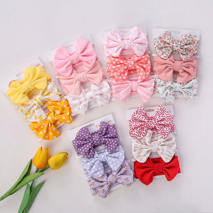 3Pcs/Set Printed Baby Headbands – Cotton Bow Hairbands