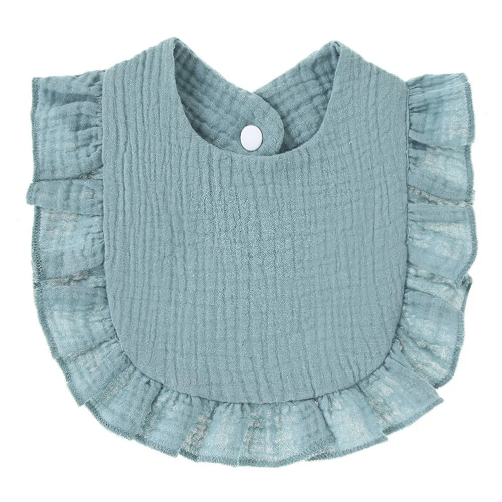 Soft Cotton Bib for Babies – Ruffle Trim Feeding & Drool Bib