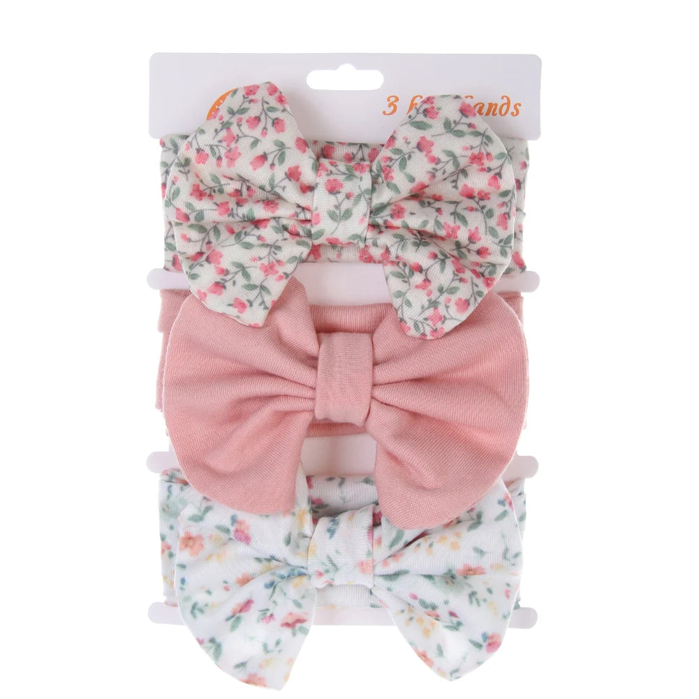 3Pcs/Set Printed Baby Headbands – Cotton Bow Hairbands