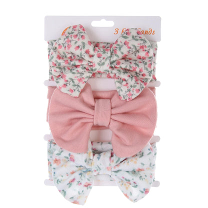 3Pcs/Set Printed Baby Headbands – Cotton Bow Hairbands