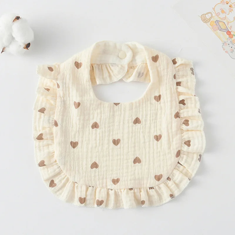 Soft Cotton Bib for Babies – Ruffle Trim Feeding & Drool Bib