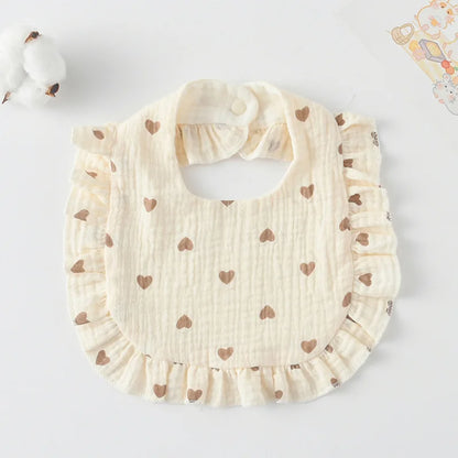 Soft Cotton Bib for Babies – Ruffle Trim Feeding & Drool Bib
