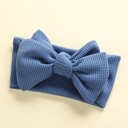 Waffle Knit Baby Headband – Newborn Big Bow Hair Accessory for Girls