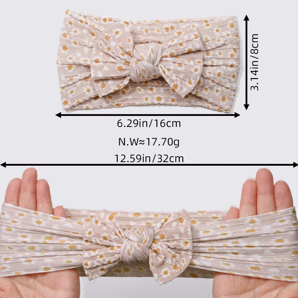 3Pcs Soft Nylon Knot Bow Baby Headbands – Cable Knit Turban Wraps