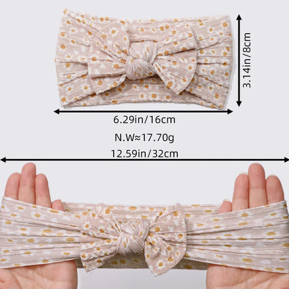3Pcs Soft Nylon Knot Bow Baby Headbands – Cable Knit Turban Wraps