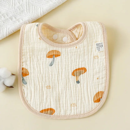 U-Shaped Cotton Baby Bib – Soft Gauze Burp Cloth with Animal Print