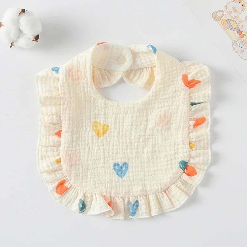 Soft Cotton Bib for Babies – Ruffle Trim Feeding & Drool Bib