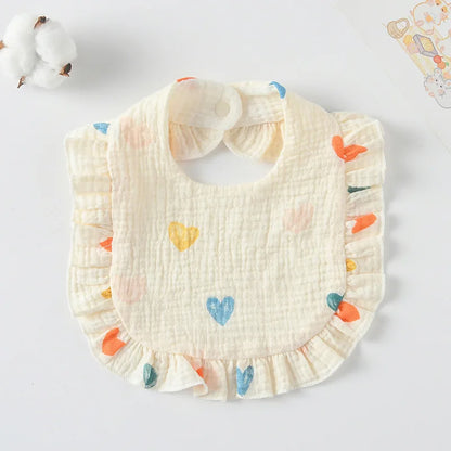 Soft Cotton Bib for Babies – Ruffle Trim Feeding & Drool Bib