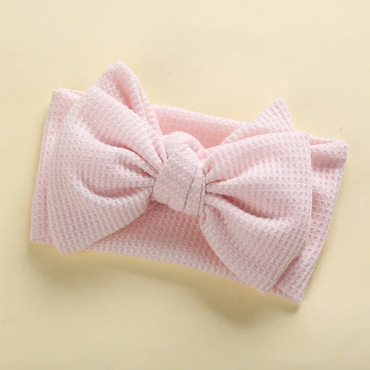 Waffle Knit Baby Headband – Newborn Big Bow Hair Accessory for Girls
