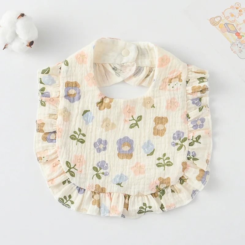 Soft Cotton Bib for Babies – Ruffle Trim Feeding & Drool Bib