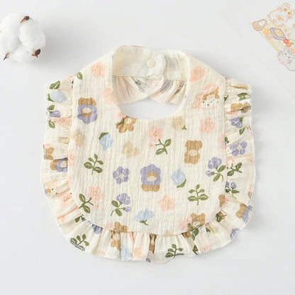 Soft Cotton Bib for Babies – Ruffle Trim Feeding & Drool Bib