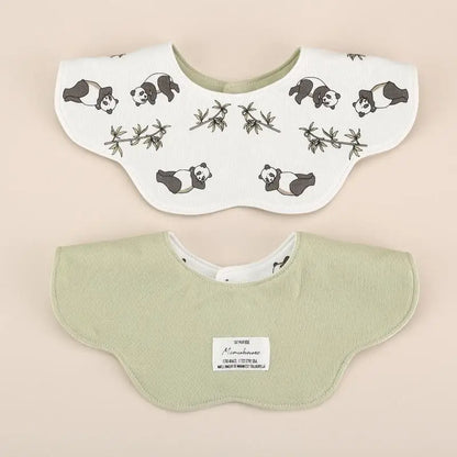 360° Rotatable Cotton Baby Bib – 6-Layer Double-Sided Animal Print