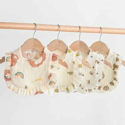 Soft Cotton Bib for Babies – Ruffle Trim Feeding & Drool Bib