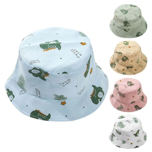 Anti-UV Dinosaur Kids Bucket Hat – Polyester Fisherman Cap