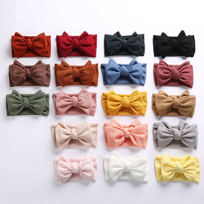 Waffle Knit Baby Headband – Newborn Big Bow Hair Accessory for Girls