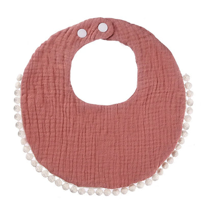 Solid Cotton Gauze Baby Bib – Soft Tassel Bandana Burp Cloth