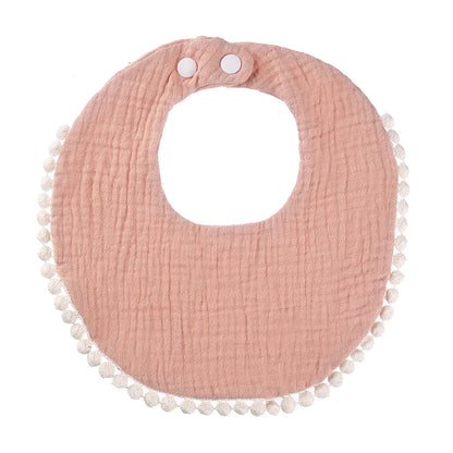 Solid Cotton Gauze Baby Bib – Soft Tassel Bandana Burp Cloth