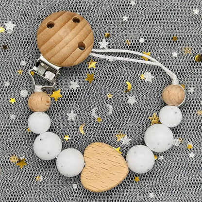 Custom Name DIY Silicone & Wooden Pacifier Clip – Personalized Teether Chain
