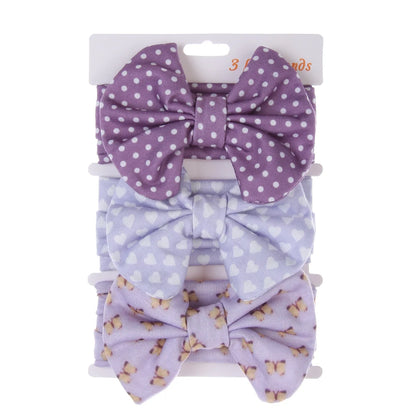 3Pcs/Set Printed Baby Headbands – Cotton Bow Hairbands