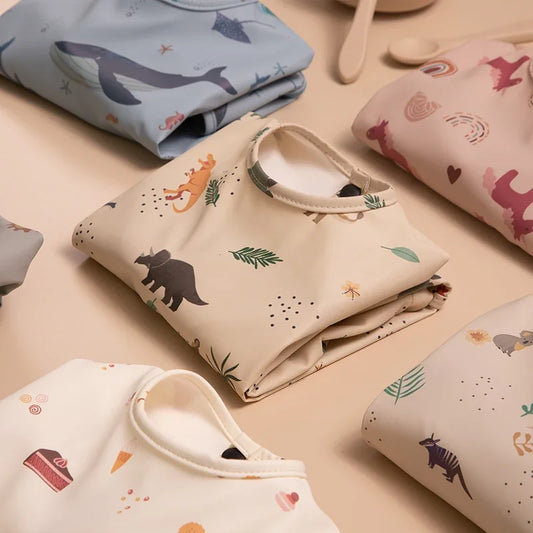 Lightweight Waterproof Baby Bib – Wipeable with Cute Cartoon Prints