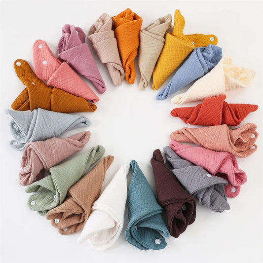 Crepe Cotton Baby Bandana Bib – Soft Triangle Feeding & Drool Cloth for Newborns