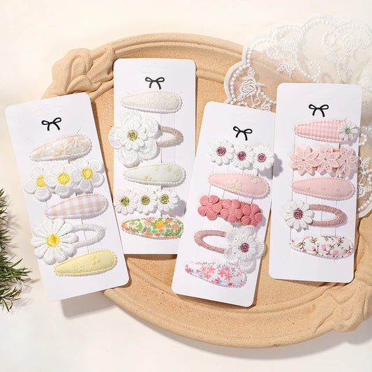 5Pcs Daisy Print BB Hair Clips for Girls – Sweet Style Hair Accessories Set